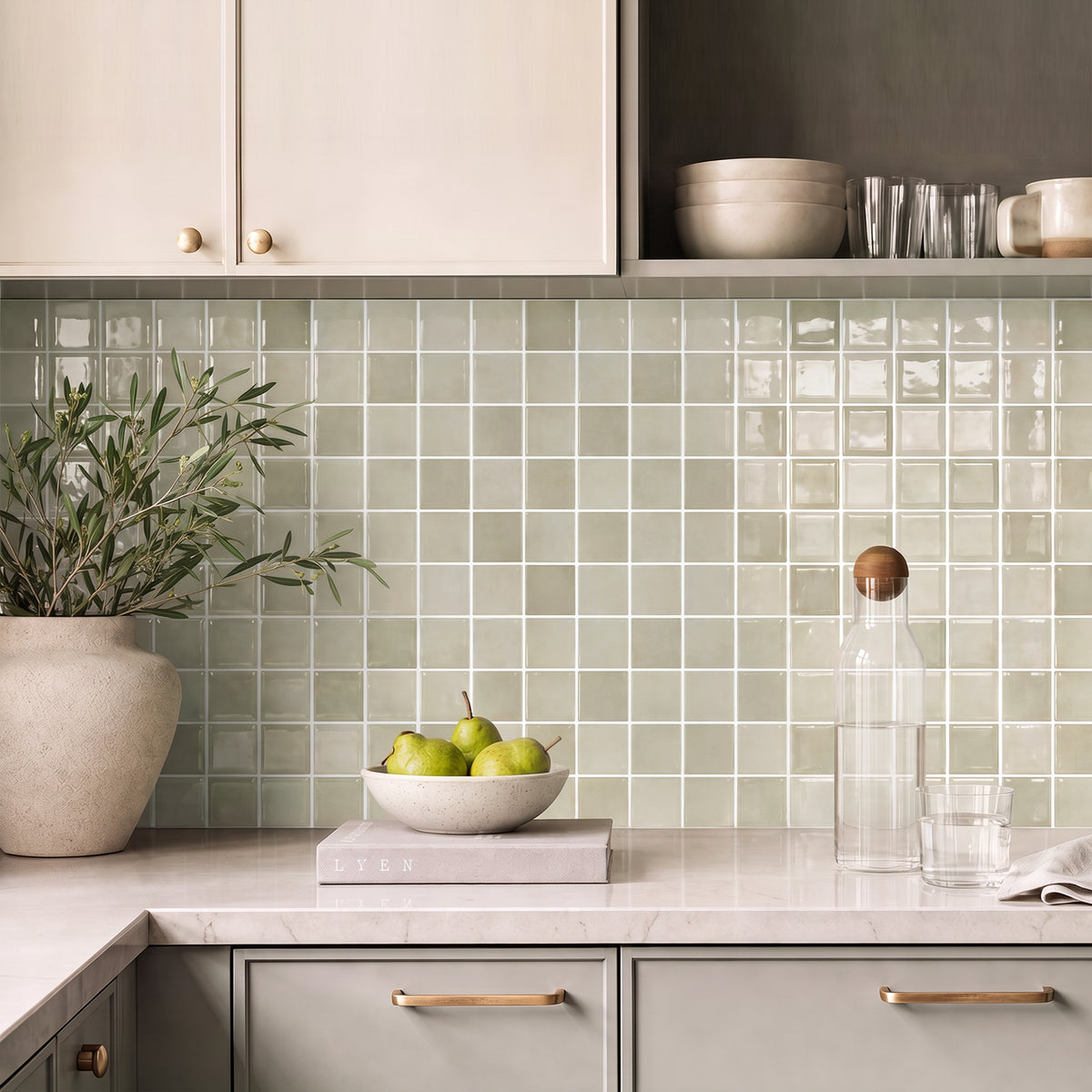 Wandfliesen Selbstklebend Quadratisch Greige – Extra Dickes Design