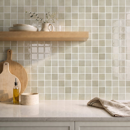 Wandfliesen Selbstklebend Quadratisch Greige – Extra Dickes Design