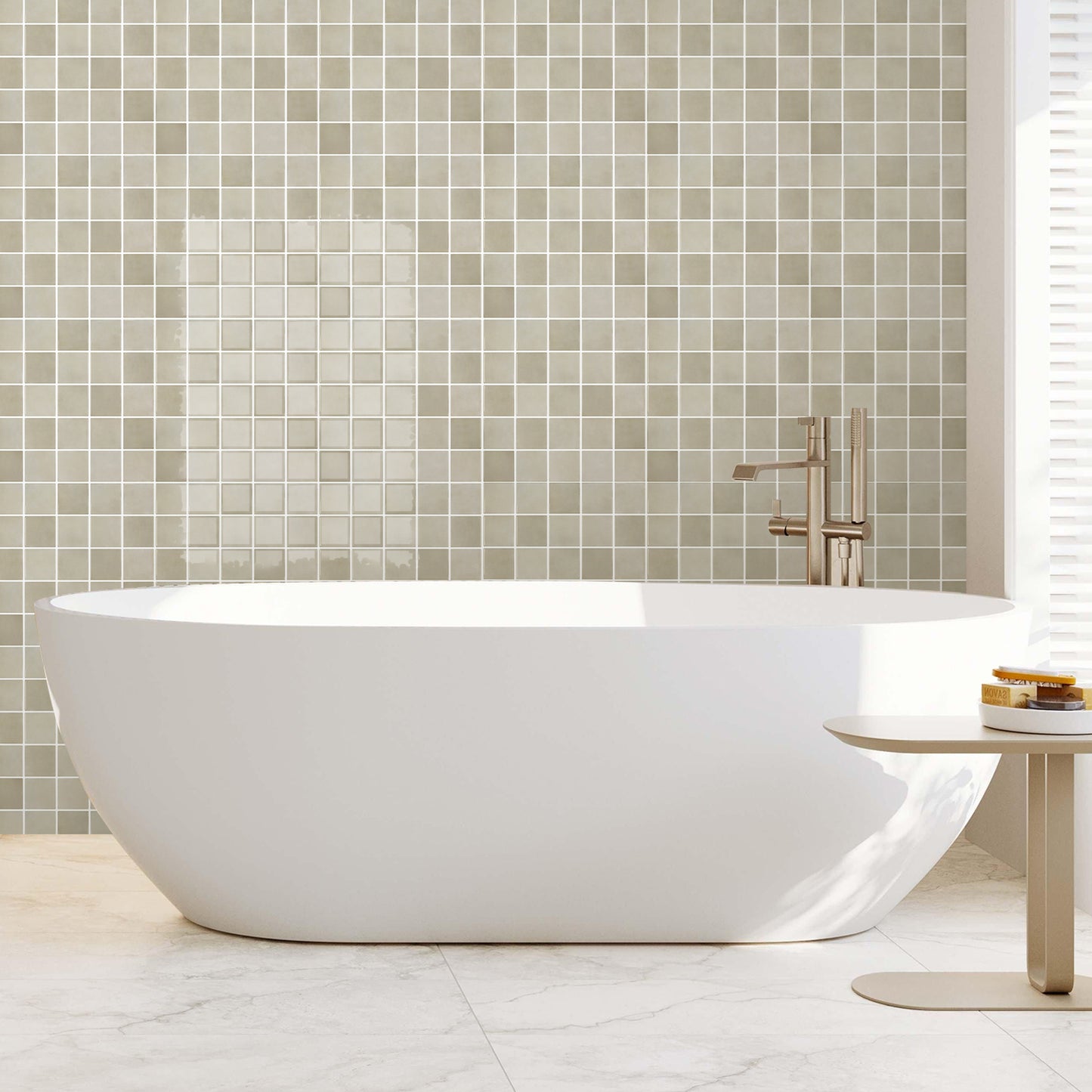 Wandfliesen Selbstklebend Quadratisch Greige – Extra Dickes Design