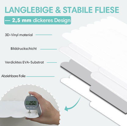 Weiße Selbstklebende Wandfliesen im Fischschuppenmuster – Extra Dick